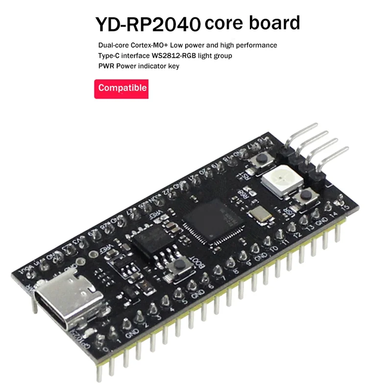 Per Raspberry Pi YD-RP2040 Scheda di sviluppo Flash Core Board Dual-Core 264KB ARM Microcontrollore Scheda madre