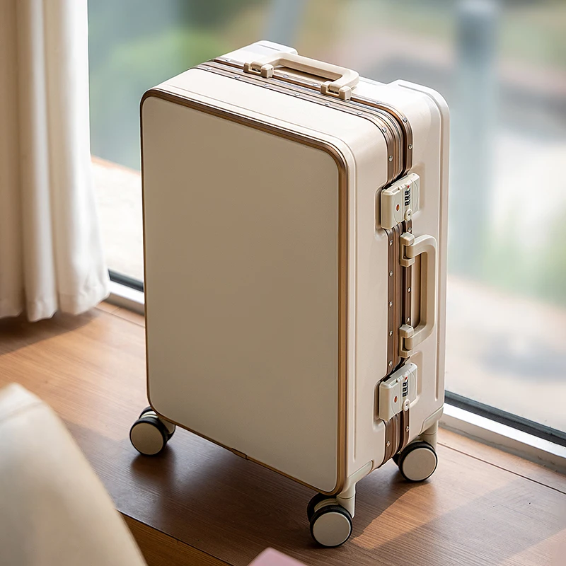 

Чемодан с позолоченной алюминиевой рамой, утолщенный ПК, многофункциональный 20-дюймовый интернат, серия Morandi Color, 24/26 дюймов, чемодан на колесиках