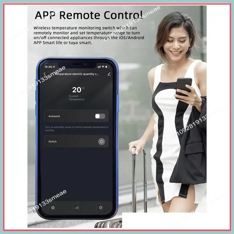 

N94R Tuya Wi-Fi 16A Умный переключатель температуры Tuya Wi-Fi Монитор мощности Дистанционное управление Умный переключатель температуры
