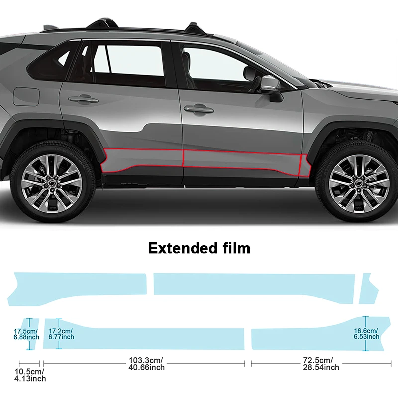 

For Toyota Rav4 2019-2024 Car Door Triangle Protective Film PPF TPU Refit Door Sills Sticker Transparent 8.5mil Precut