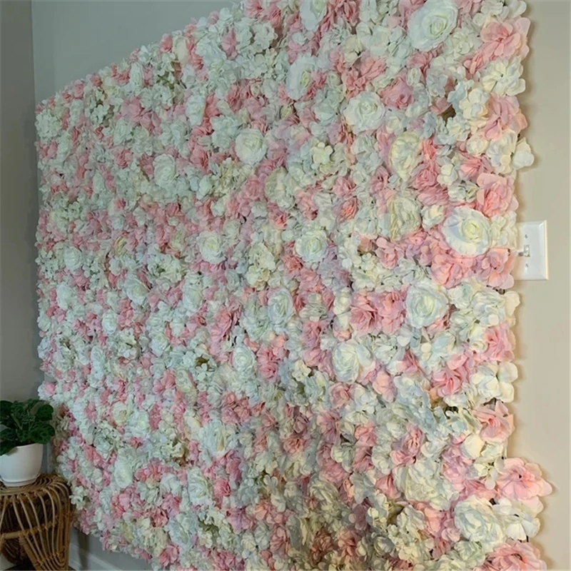 

Pink 3D Rose Artificial Flower Wall Panels for Wedding Decoration, Birthday Party Display, Window Backdrop Decoration In Stock