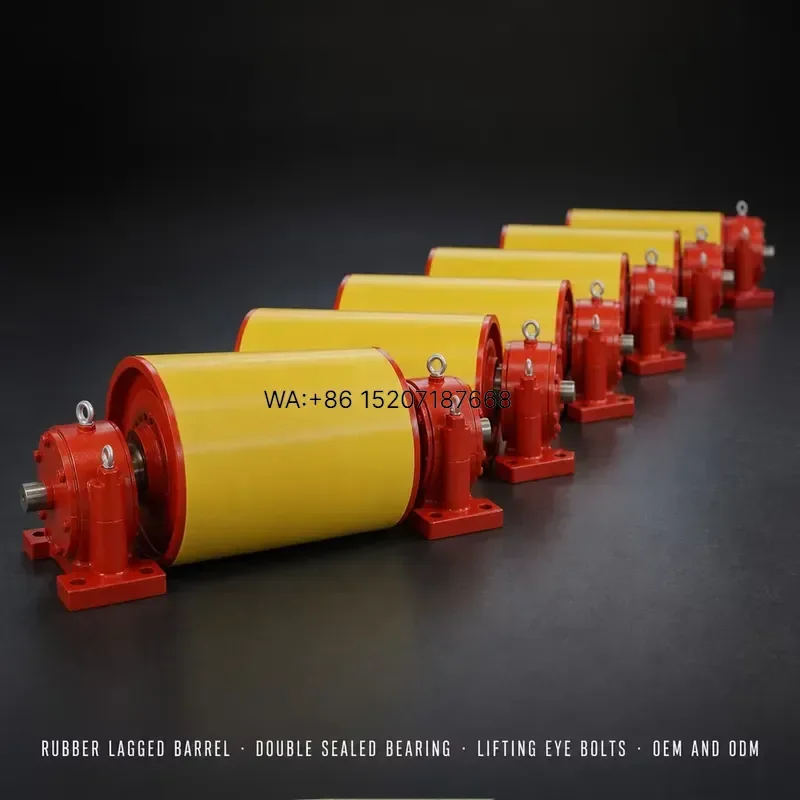 Wmwmnu Heavy Duty Rubber Lagged Conveyor Drive Pulley Shaft Length 600mm to 4000mm for Coal Mine Quarry Bulk Handling