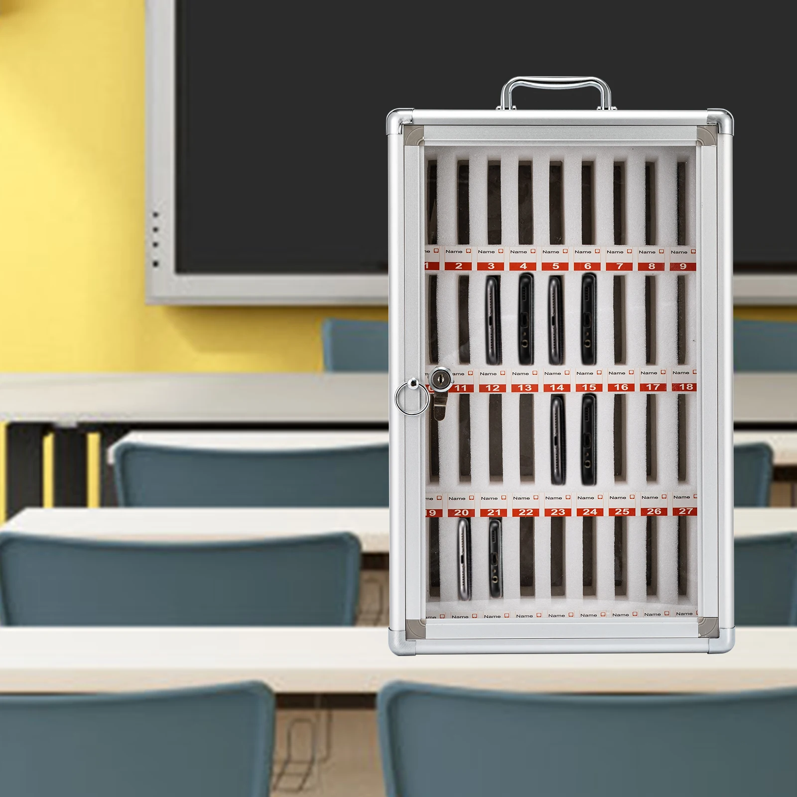 Armoire de Rangement Murale en Alliage d'Aluminium, avec Serrure (36 Fentes), pour ret, Fuchsia