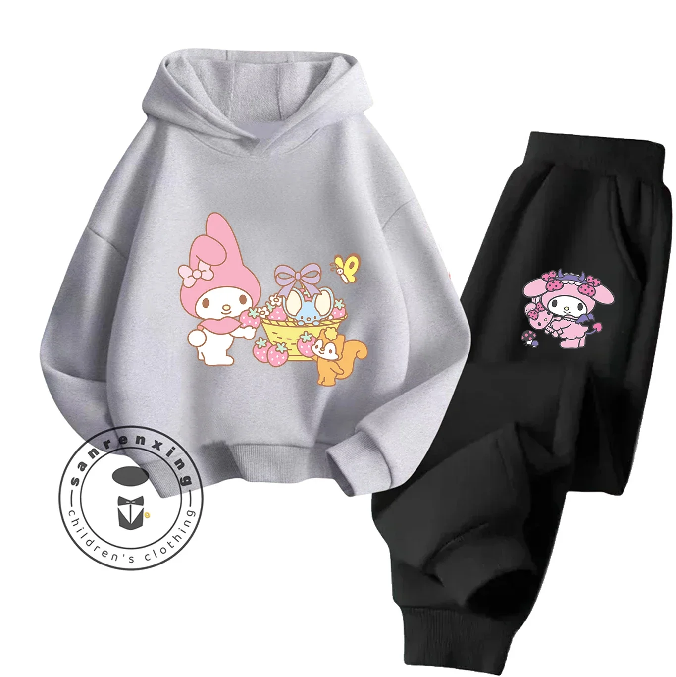 2D موضة بلدي ميلودي الكرتون مطبوعة هوديي مجموعة 2025 جديد للأطفال المراهقين بنين بنات عادية رائجة البيع مع فستان الخريف