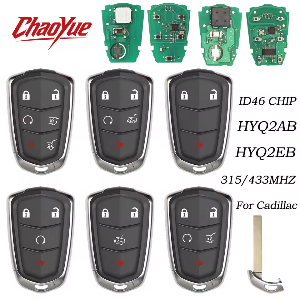 

ChaoYue Car Remote Control Key For Cadillac Escalade SRX XTS ESV ATS CTS HYQ2AB 315MHz HYQ2EB 433MHz ID46 PCF7937E Card