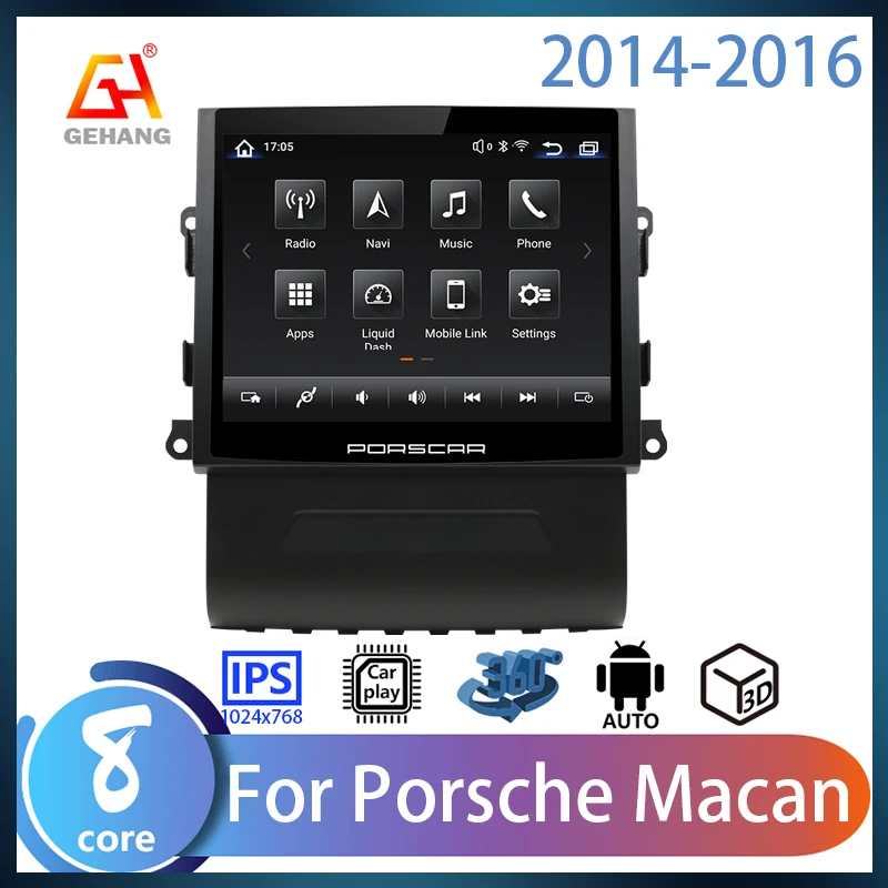 

GEHANG Car Radio Stereo 4G LTE 64G For Porsche Macan 2010-2017 Multimedia Android auto Player Wireless carplay