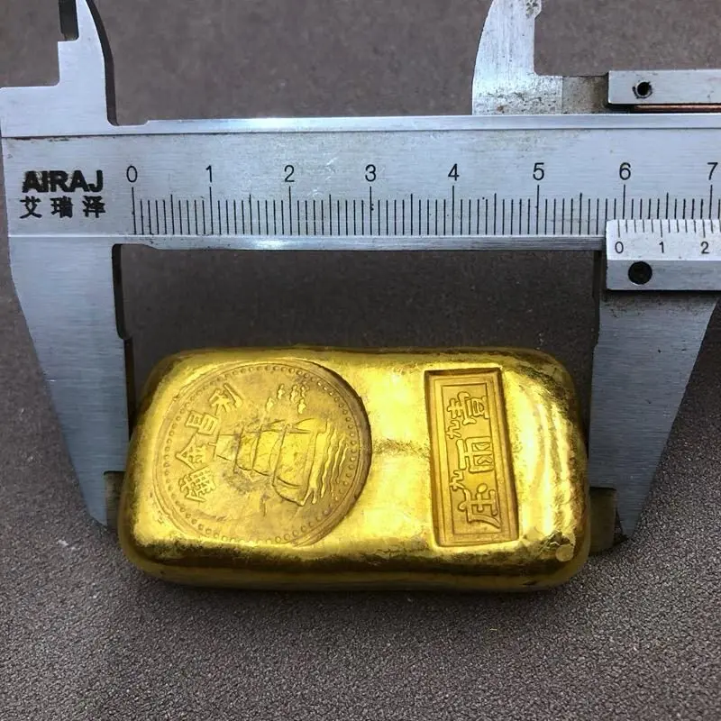 Antique antique Republic of China copper gilt gold ingot Lichang Jinpu one or two zhuang imitation gold bars gold nuggets ancien