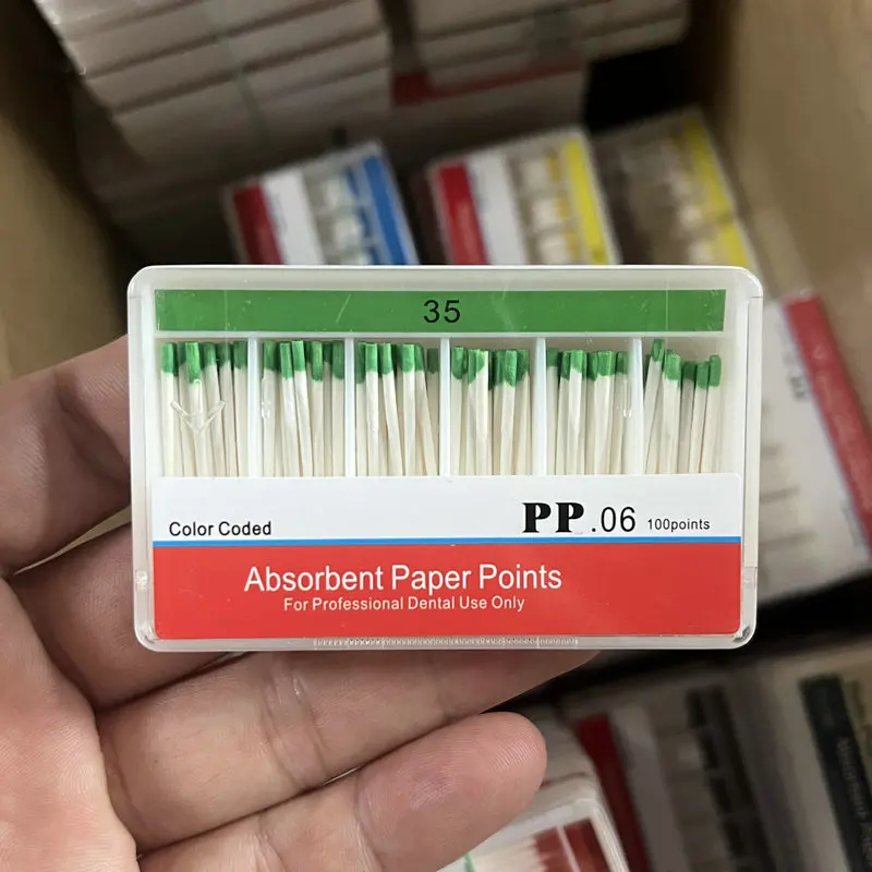 Material Dental puntos de papel 06 instrumento endodóntico cónico para preparación de conducto radicular herramienta de dentista odontología