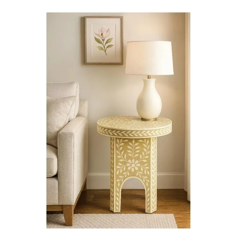 High-demand, quality-assured bone inlaid table, handmade and durable
