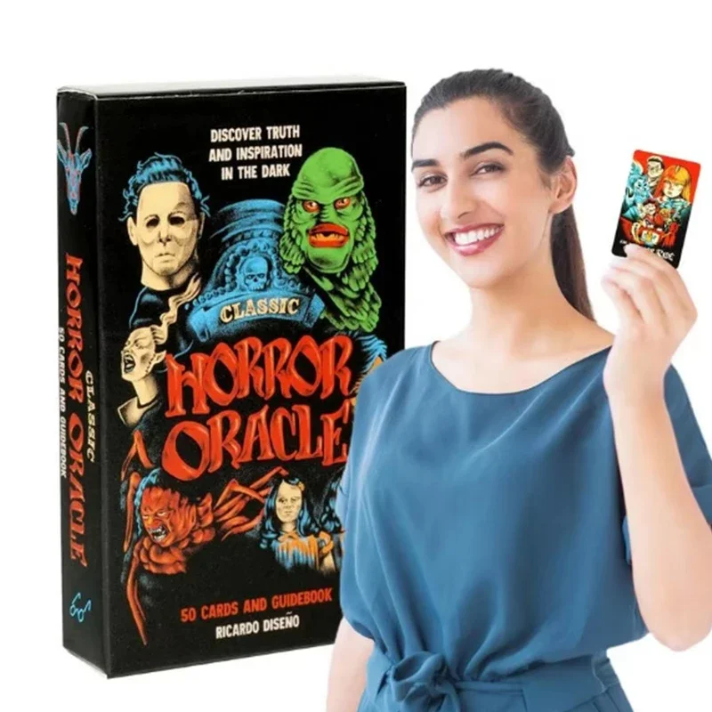 

1Pcs Classic Horror Tarot Cards Psychological Oracle Deck Portable Classic Horror Oracle Full English Version 50-Card Cards Game