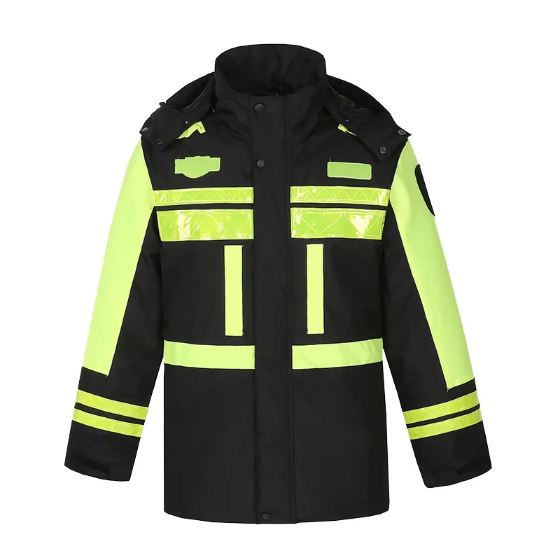 Safety Vest Winter Two Piece Set Reflective Raincoat Workwear Winter Windproof Keep Warm Safety Jackets