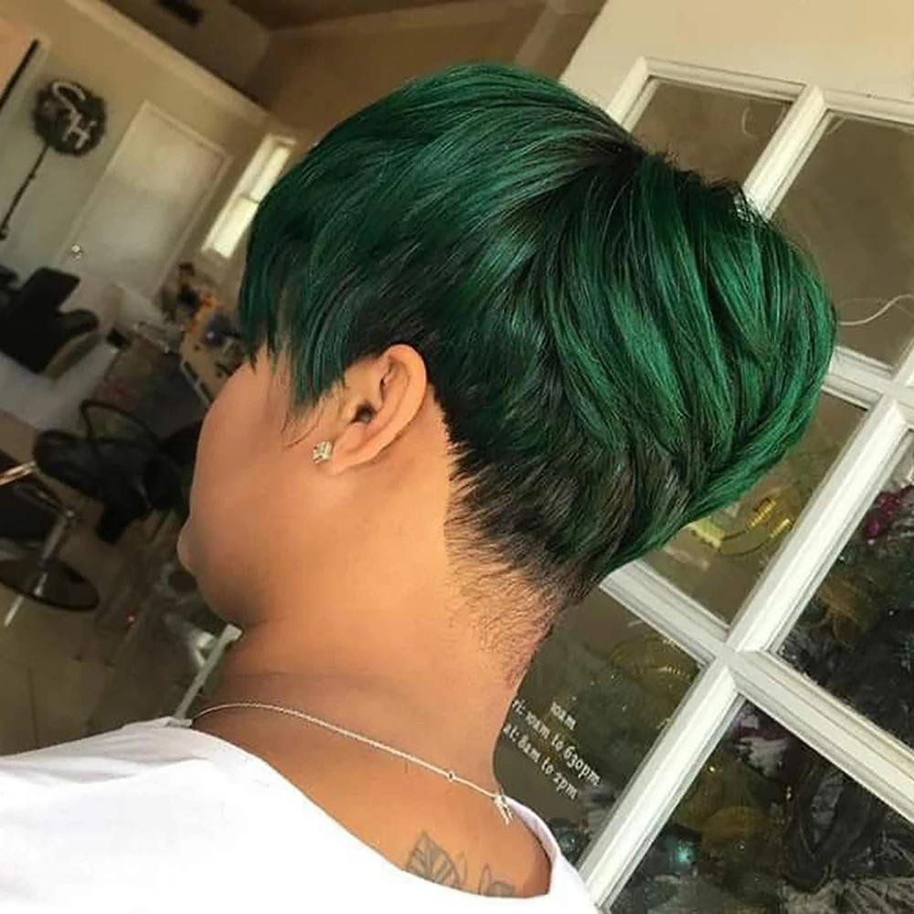 شعر مستعار بقص عابث مصنوع آليًا من شعر بشري قصير وطبيعي وواقعي، شعر مستعار قصير مجعد بطبقات مجعدة عميقة