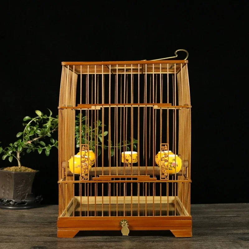 

Drawer Purple Bamboo Square Cage Boutique Bamboo Cage Bird Cage Embroidered Eyes Shell Yellow Sparrow Jade