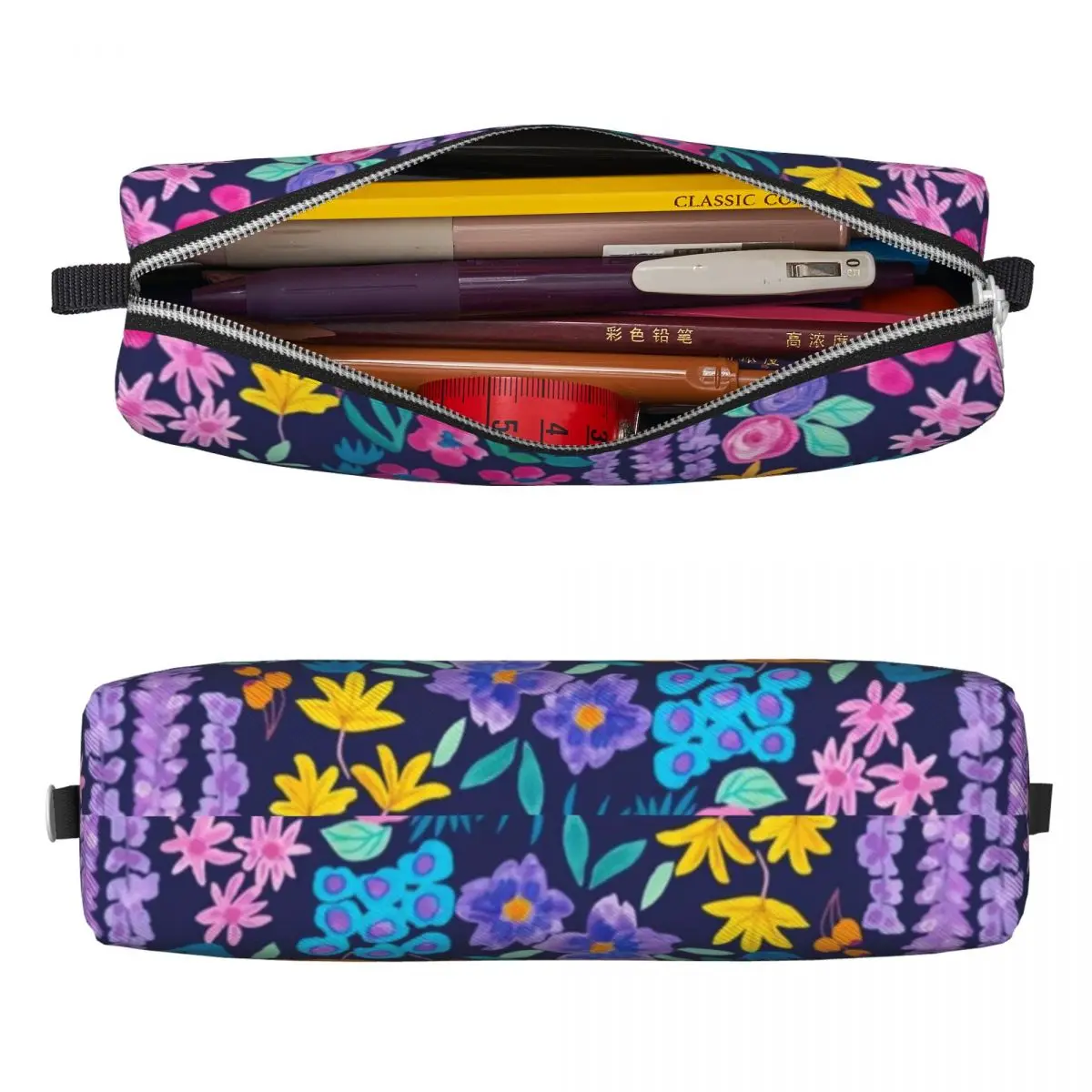 Bright Flowers Pencil Case Vibrant Floral Pirnt Boy Girl Cute Pencil Bag Design Back To School Pencil Cases Supplies Gift