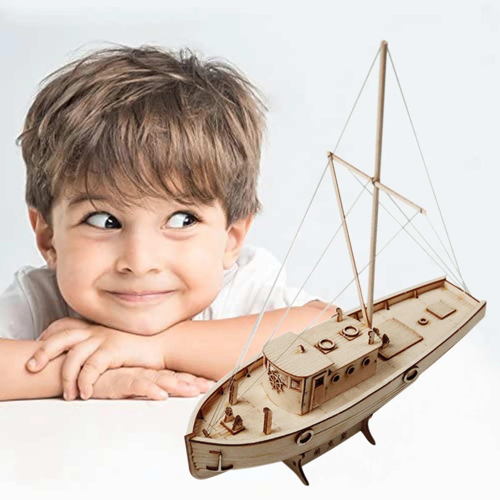 【Hot-Selling!】Ship Assembly Model Diy Kits Wooden Sailing Boat 1:30 Scale Decoration Toy Gift