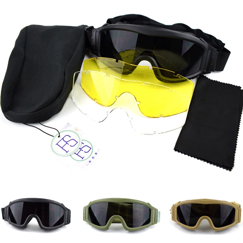 Outdoor Tactical Goggles for Men, Eye Protection Sunglasses, Army Training Goggles, CS Shockproof Sports Air Gun Glasses