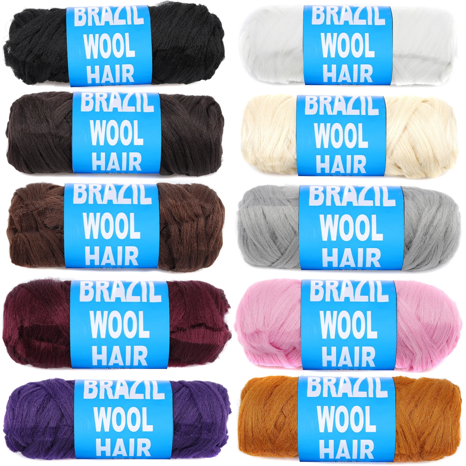 70g/Roll Brazilian Wool Hair African Yarn Braiding Hair Extension Synthetic Crochet Hair for Afro Senegalese Twist Knitting Hair