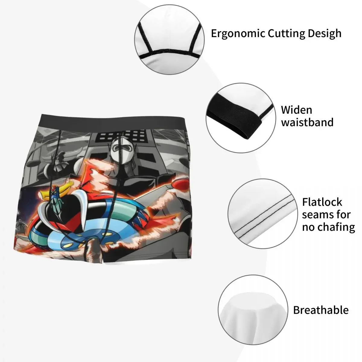 Goldorak-ropa interior personalizada para hombre, calzoncillos con estampado Sexy de Anime Mazinger Z, UFO, Robot grandizer, calzoncillos transpirables