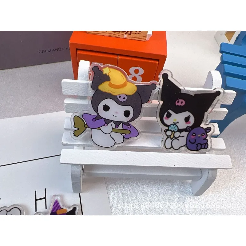 Kuromi 아크릴 타블렛 Diy 수제 재료 패치는 컬러 가장자리로 만들어질 수 있습니다. 키 체인 펜던트 머리핀 헤어 액세서리