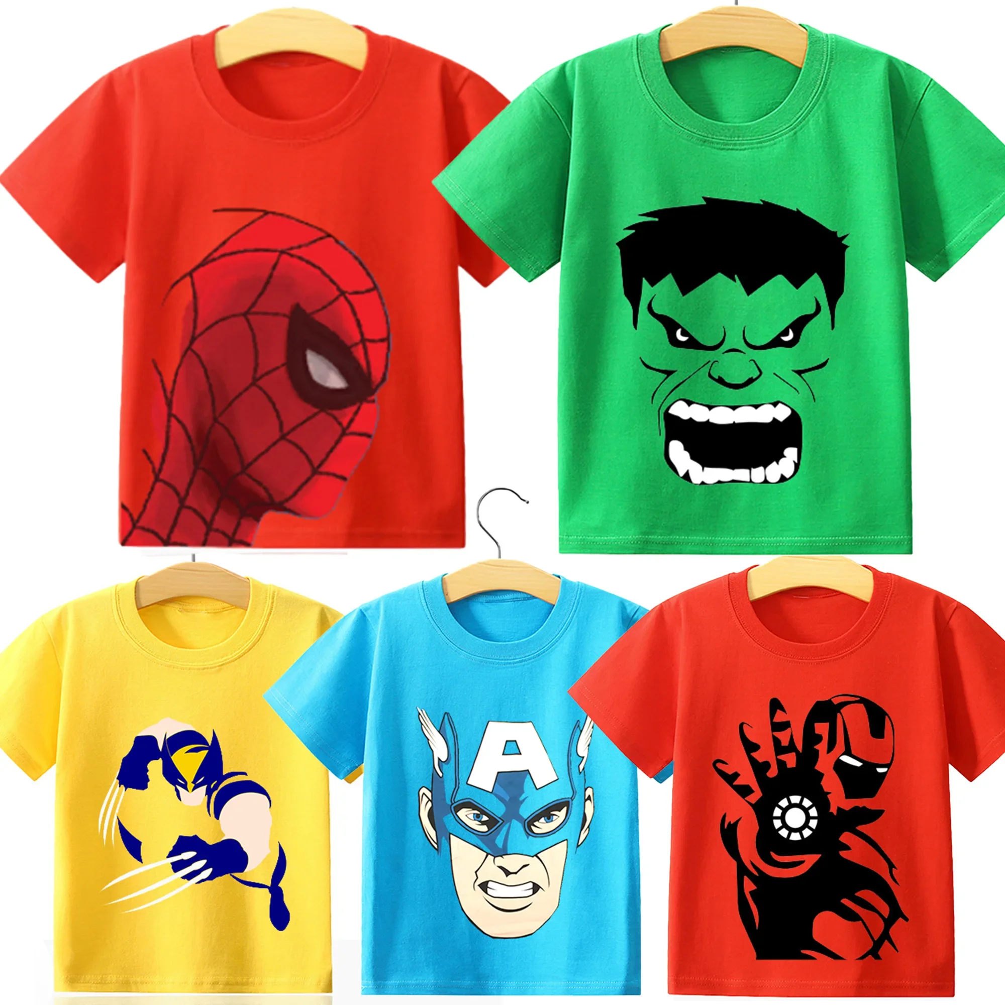 Marvels Children T Shirt Boys Girls Clothes Wolverine Hulk Shirts Cotton Comfortable Spiderman Summer Tops Clothes Children Tee