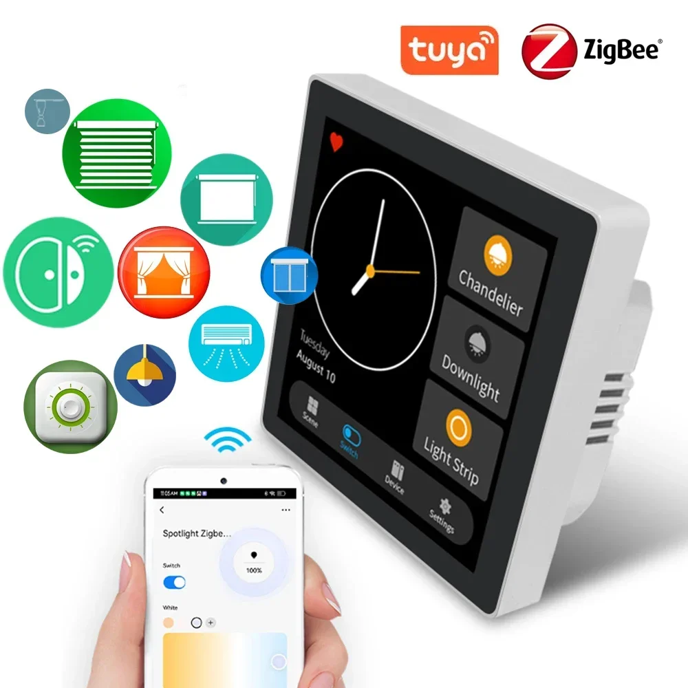 Tuya Smart Home Multiple Zigbee Control Panel LCD Touch Screen 3 Gang Smart Switch Zigbee Gateway Alexia for Home Voice Command