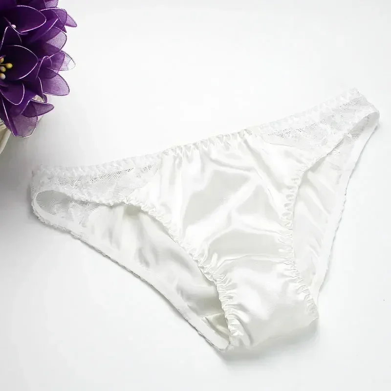 100% mulberry silk sexy silk lace underwear breathable low waist comfortable antibacterial briefs lingerie femme  panties