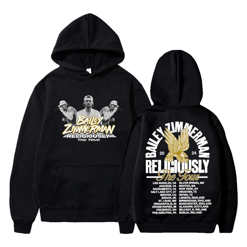 Bailey Zimmerman Religiously The Tour 2024 Hoodie Long Sleeve Streetwear Women Men Hooded Sweatshirt Hip Hop Clothes