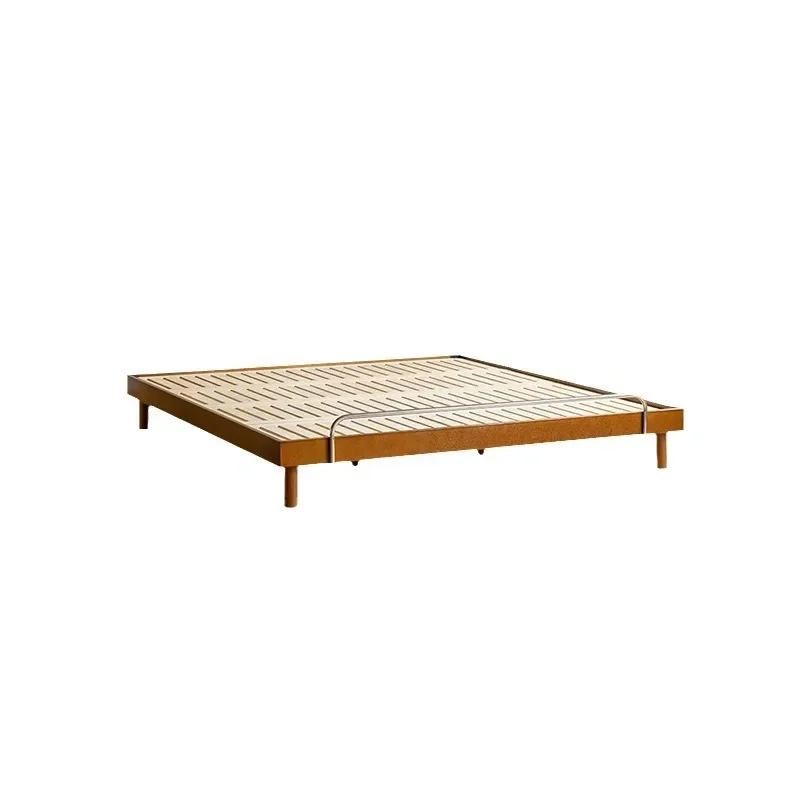 Tatami  solid wood bedside double  retro single  bed frame black queen