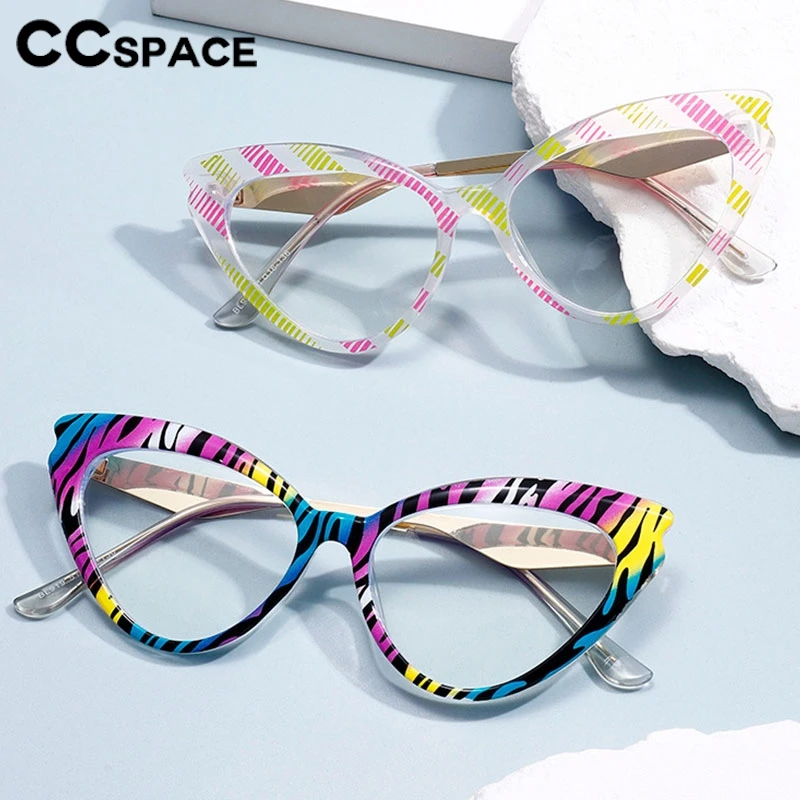 Colorful Stripe Reading Glasses Women Fashion Cat Eye Resin Optical Presbyopic Eyeglass Custom Diopter+50~+600 #304124