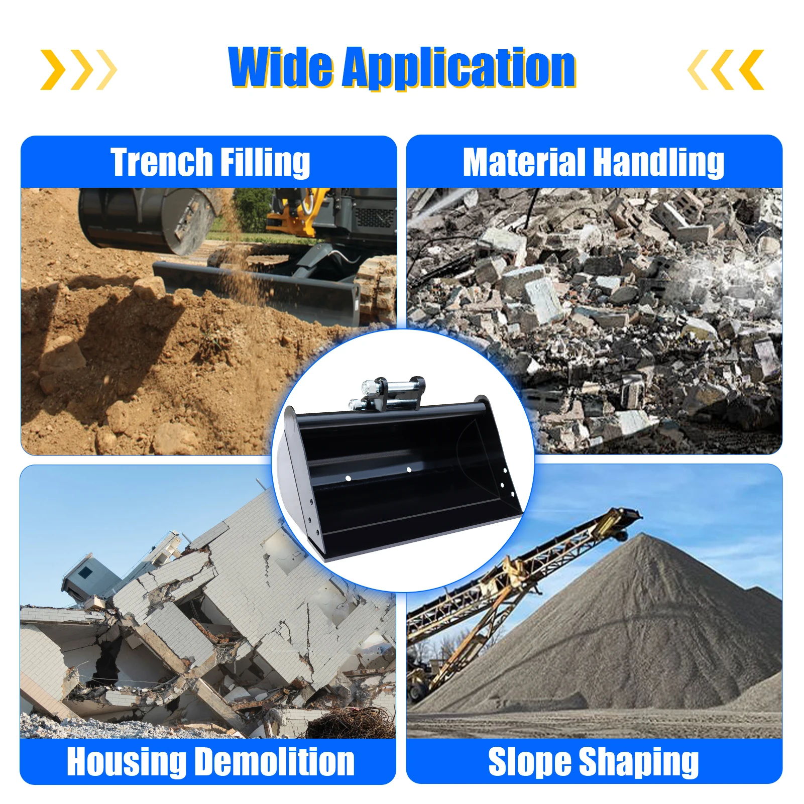 USA Stock 500mm Flat Plain Bucket Attachment No Tooth Bucket w magazynie dla 1-tonowa minikoparki Small Digger