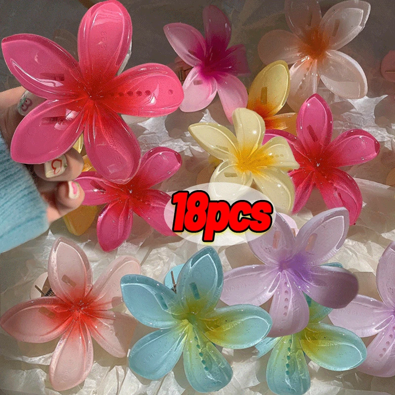 2024 Korean Gradient Flower Acrylic Hair Clip for Women Girls Sweet Hairpins Summer Beach Hawaiian Headwear Hair Accessories