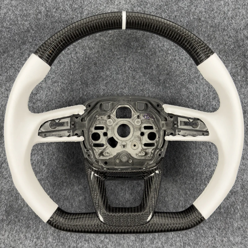 

White Smooth Leather Real Carbon Fiber Steering Wheel For Q3 S3 SQ3 RSQ3 High Quality Sport Wheels Custom Style