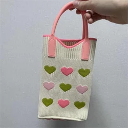 Candy Colored Knitted Women's Shoulder Design Crossbody Mini Cute Mobile Phone Woven Bag