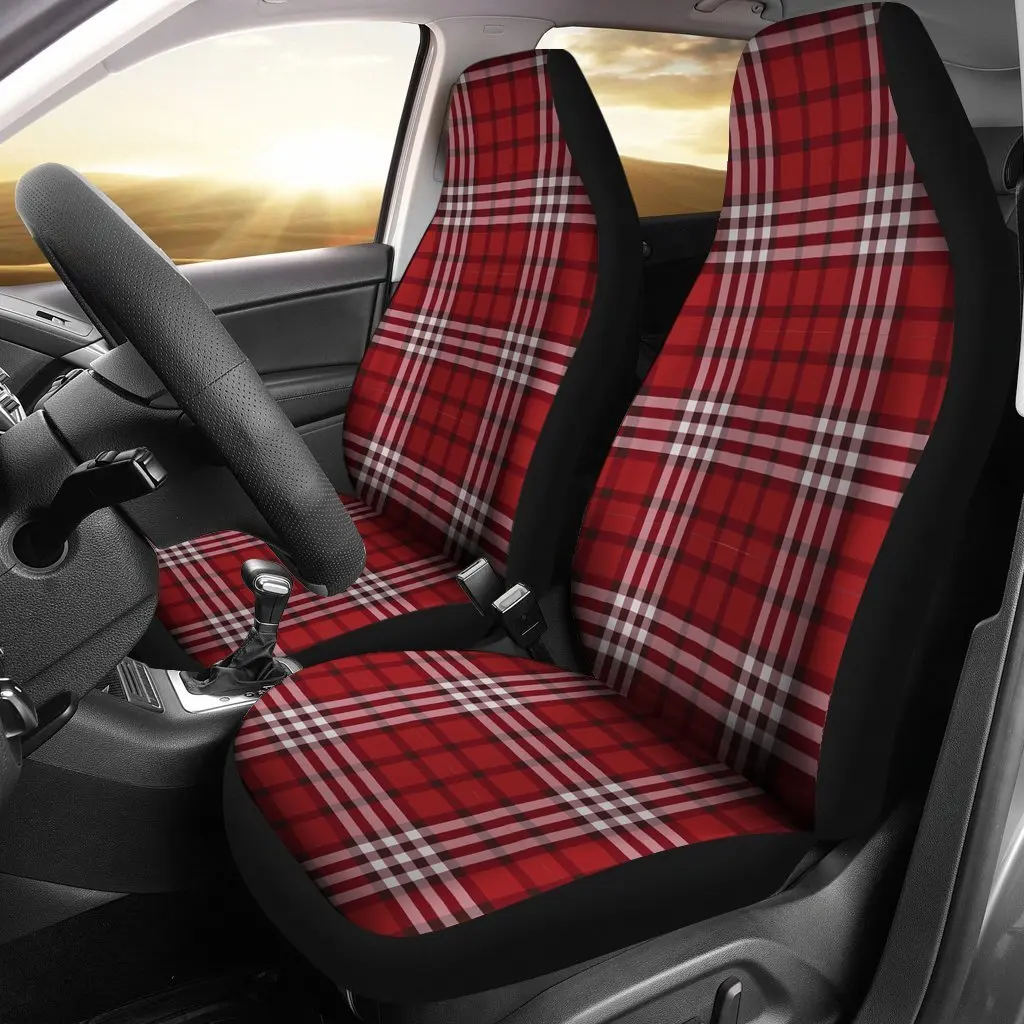 Scottish Tartan Royal Stewart Red Plaids Seat Cover Car Seat Covers Set 2 Pc, Car Accessories Car Mats