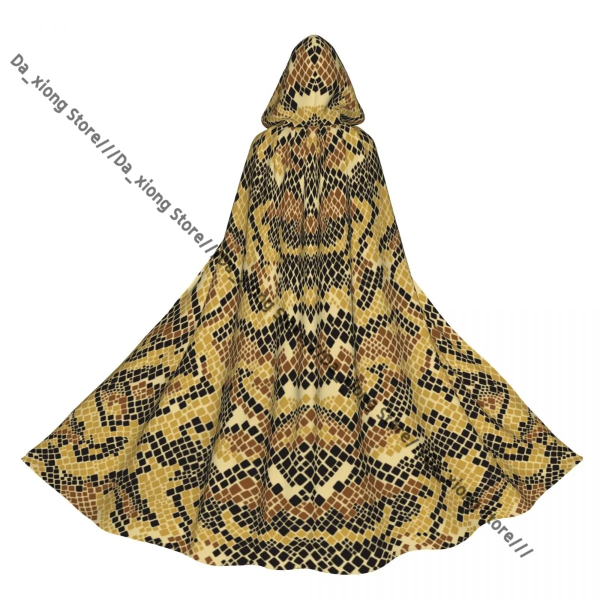 Abstract Python Snake Skin Witch Cloak Hooded Cosplay Costume Halloween Adult Long Party Cape