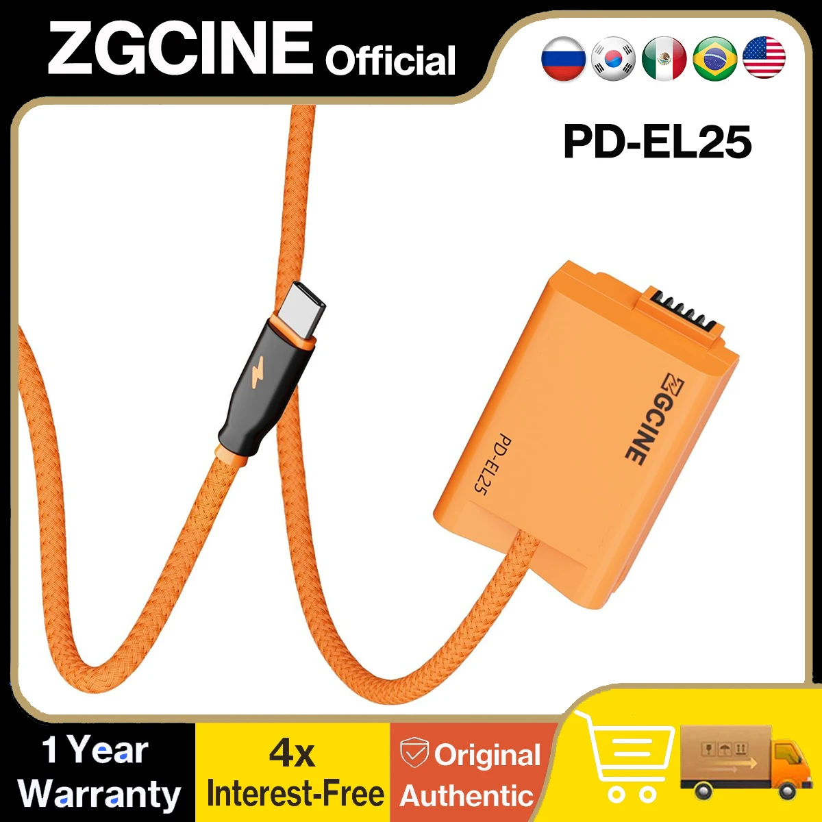 ZGCINE USB-C PD to EN-EL25/EL25a Dummy Battery Cable for Nikon Z30 Z50II Zfc Z50 Camera Continuous Power Supply Live Streaming