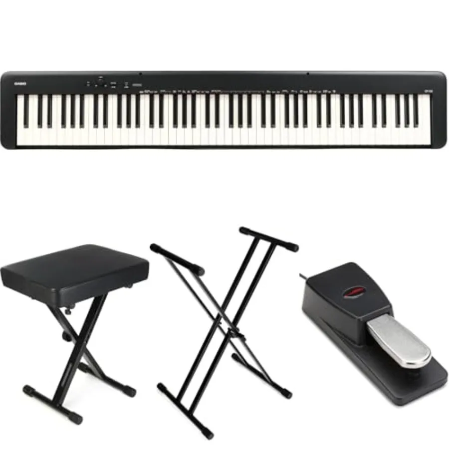 

Casio CDP-S160 Compact Digital Piano Bundle with 88 Weighted Keys Slim Design in Black Includes Stand Sustain Pedal and Bench I
