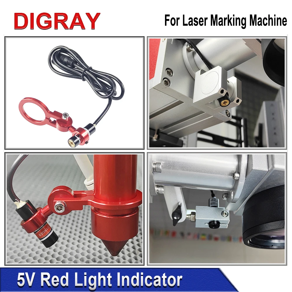 DIGRAY Red Dotted Beam Light 650nm 5V 10mW Infrared Adjustable Laser Module Locator &Adapter for Fiber Marking or Cutting Machin