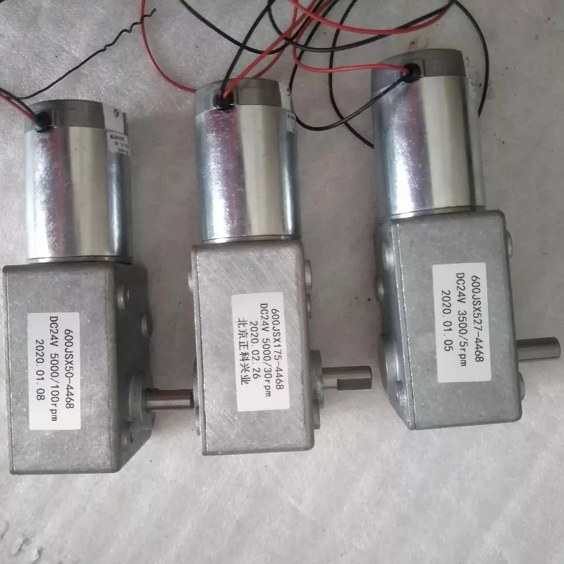 600JSX-4468 7144 Square Turbo-Worm Gear Reduce Box Self-Lock 12V 24V Motor High Torque Speed 1/5/10/15/30/60/100RPM Single Shaft