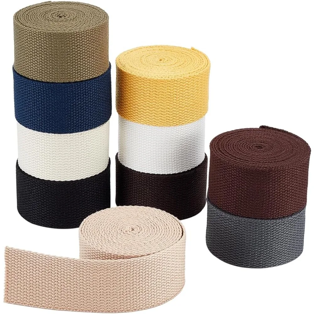 1-1/2 inch Cotton Webbing 10 Colors Heavy Bag Strapes Flat Polycotton Webbing Leash Strapes for DIY Crafts Repair