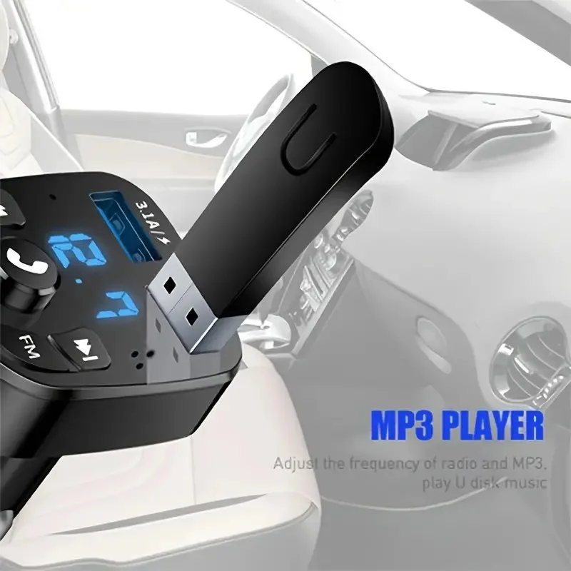 1 قطعة سيارة MP3 سيارة لاسلكية بلوتوث FM الارسال Aux يدعم QC3.0 شحن ثلاثة أضعاف وباس مشغل موسيقى الصوت