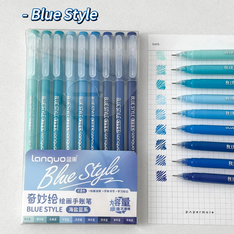 9PCS Multicolor Gel Pen Set (0.6mm Morandi Retro Colors)