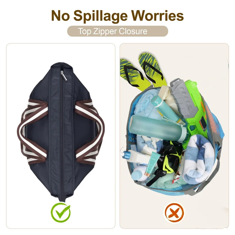 حقيبة شاطئ TEXU مقاومة للماء مع سحاب، حقيبة حمل شاطئ مقاومة للرمل للنساء، حقيبة حمل للسباحة والرحلات البحرية #4