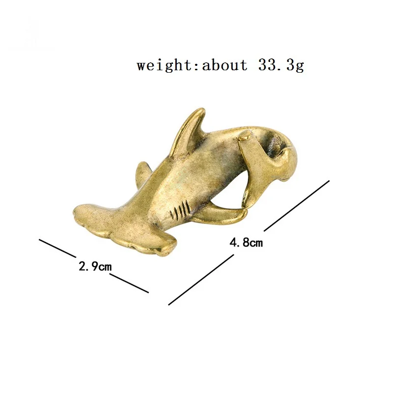 Brass Sphyrna zygaena Figurines Vintage Sea Animal Small Statue Desktop Ornaments Office Decorations Crafts Accessories Gifts