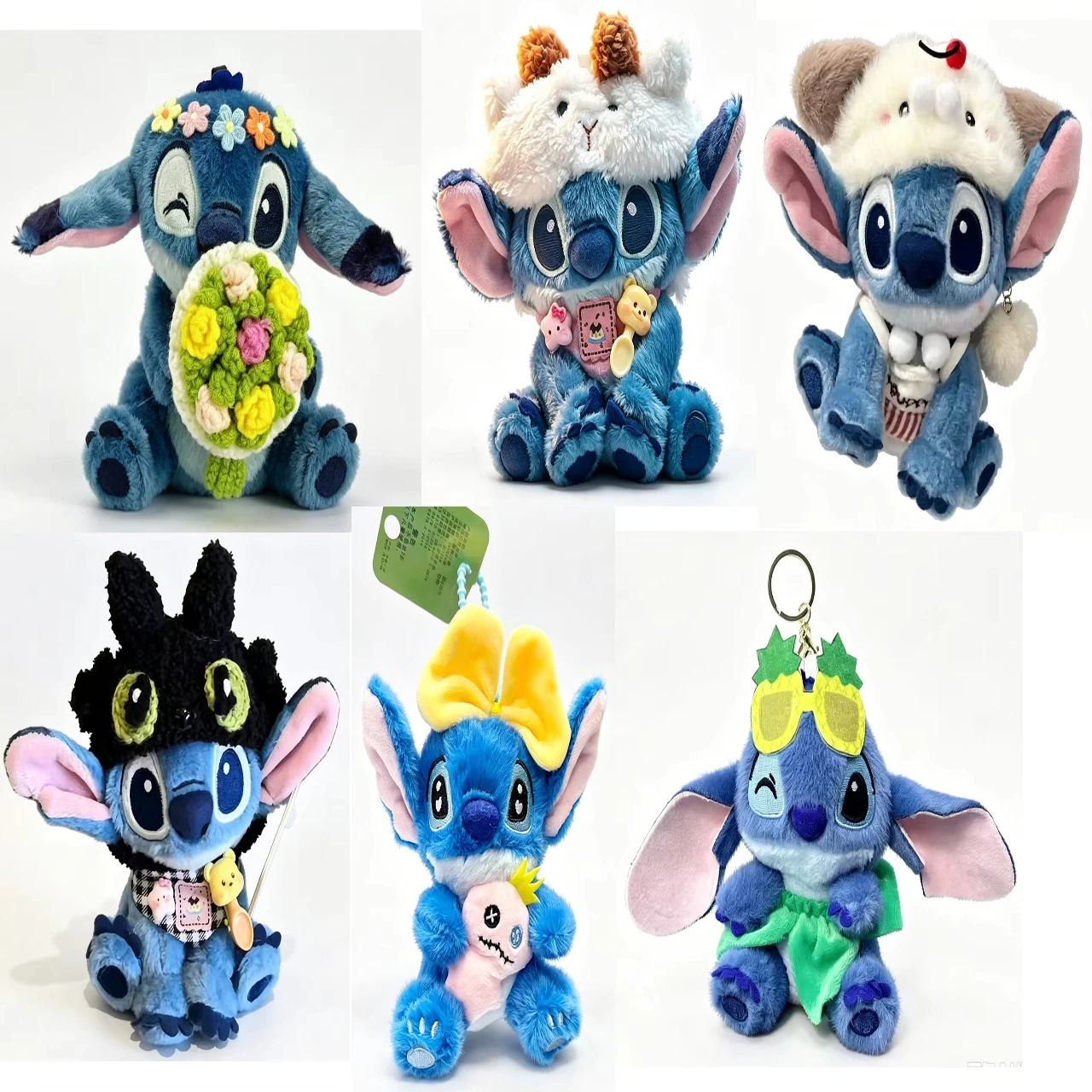Disney Stitch Flower Bouquet Plush Toy Bag Pendant Cute Doll Keychain Best Valentine's Day and Birthday Gift