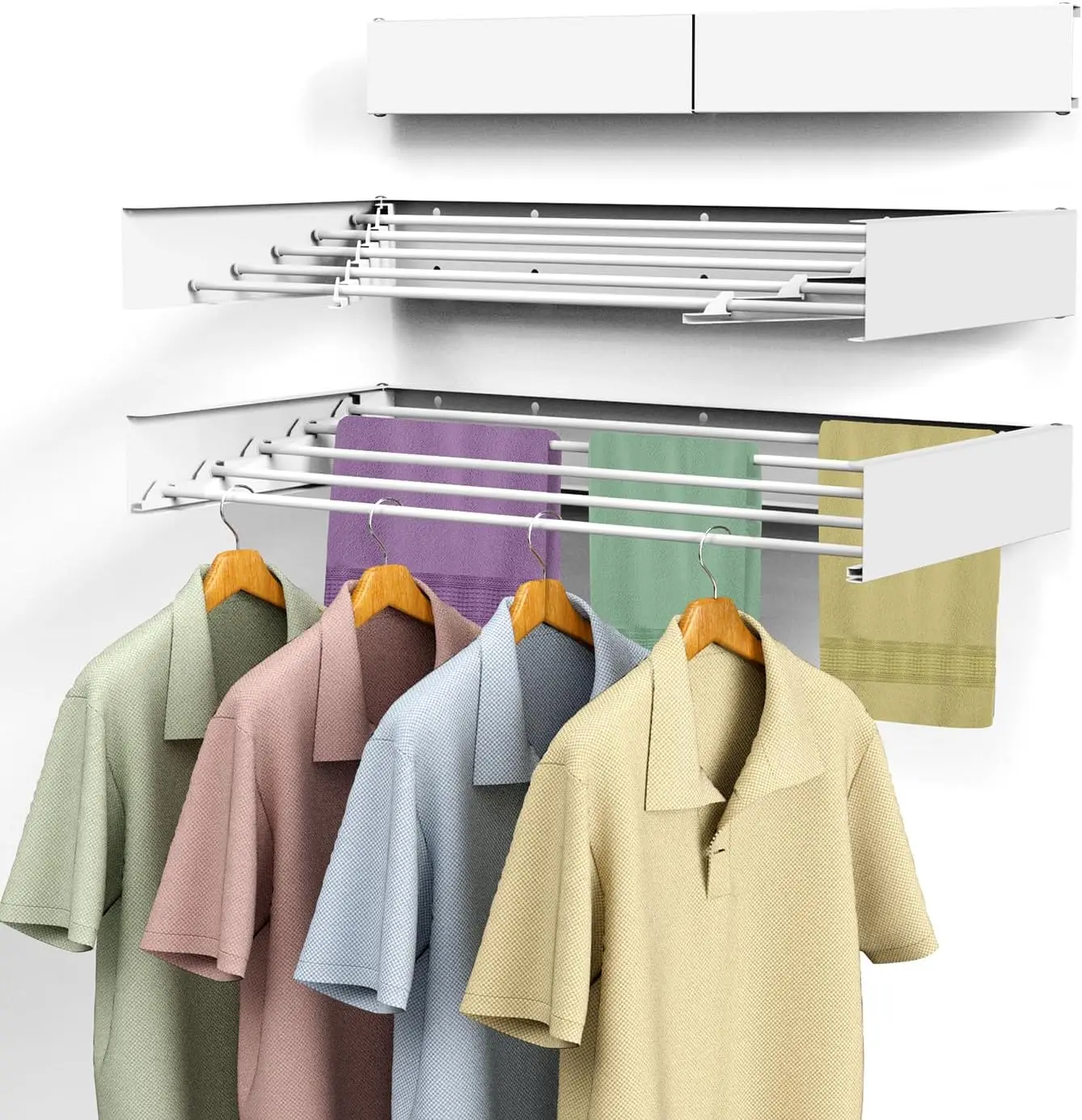 Collapsible Clothes Drying Rack, Wall Hanging Clothes Drying Rack, Space Saving, 31.5 