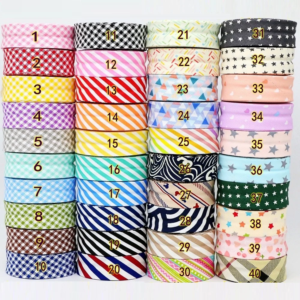 100% Cotton Bias Binding Tape Plaid fabrics Welt Cloth Strip  for DIY Sewing Ribbon 25mm x 5meters