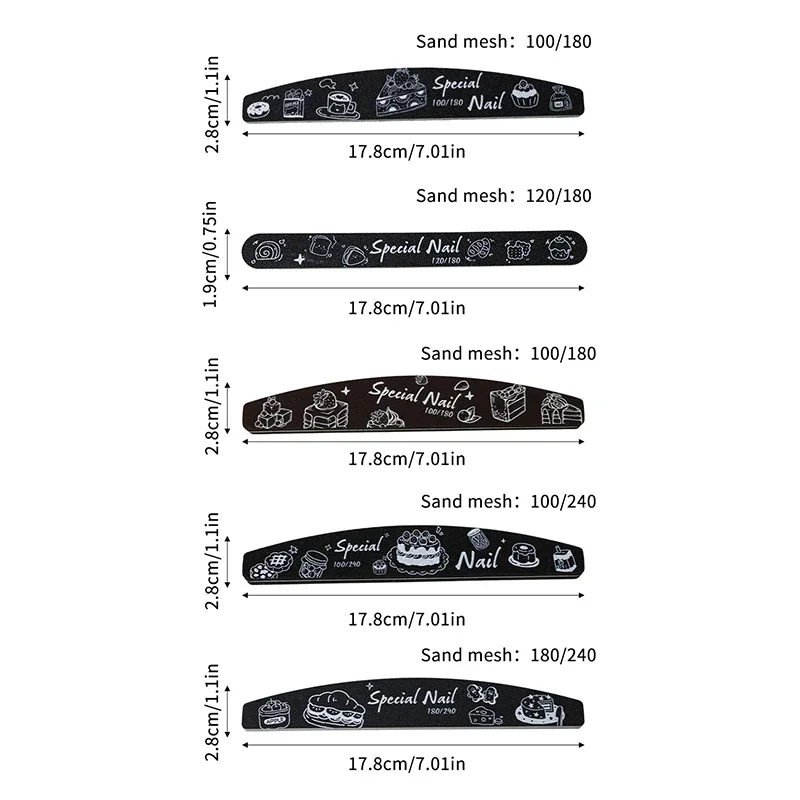 1 قطعة ملفات الأظافر السوداء للتقليم الرملي مزدوجة الوجهين ملف الأظافر 100-240 حصى مسمار الفن أدوات العناية أدوات تلميع عالية الجودة