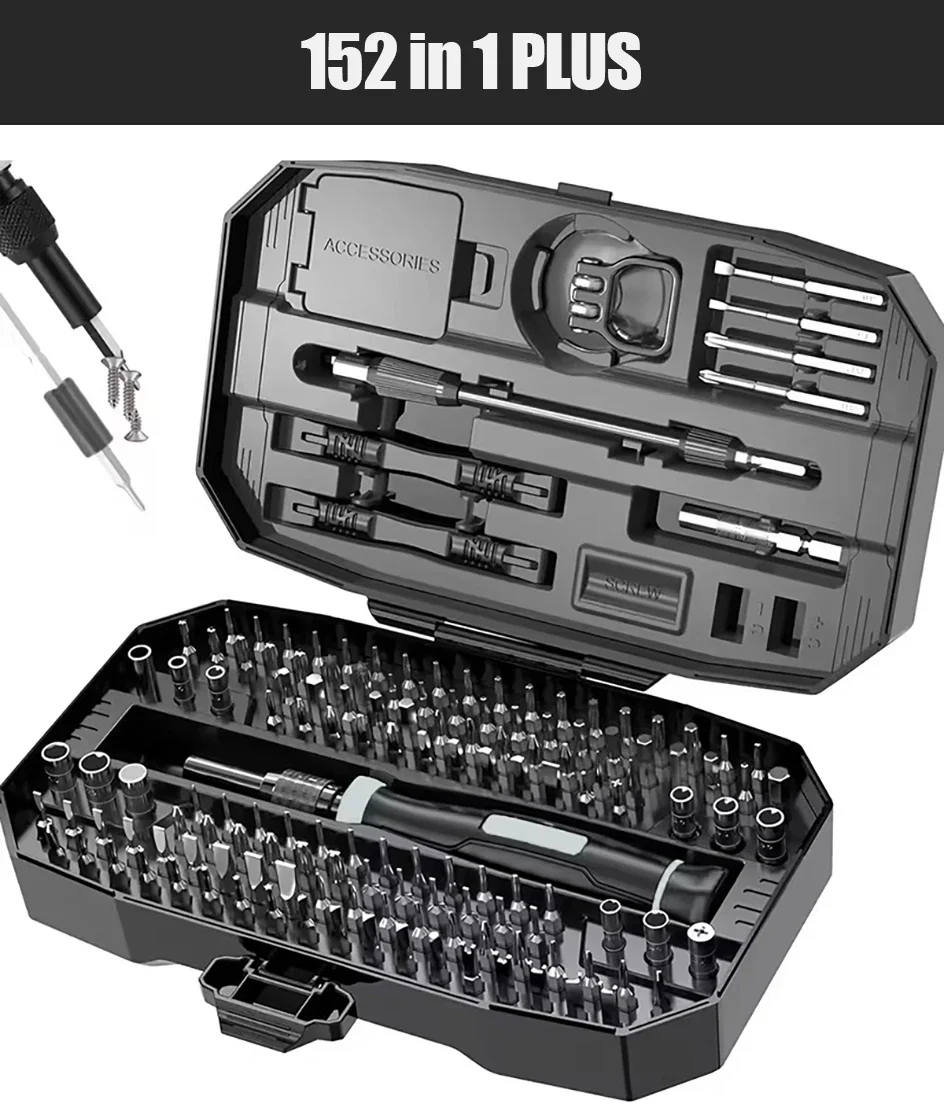152-in-1 Magnetisches Präzisions-Schraubendreher-Set mit Hex- und Phillips-Magnetbits für iPhone, PC, professionelle Reparatur, Handwerkzeug-Schraubendreher – Detail 10