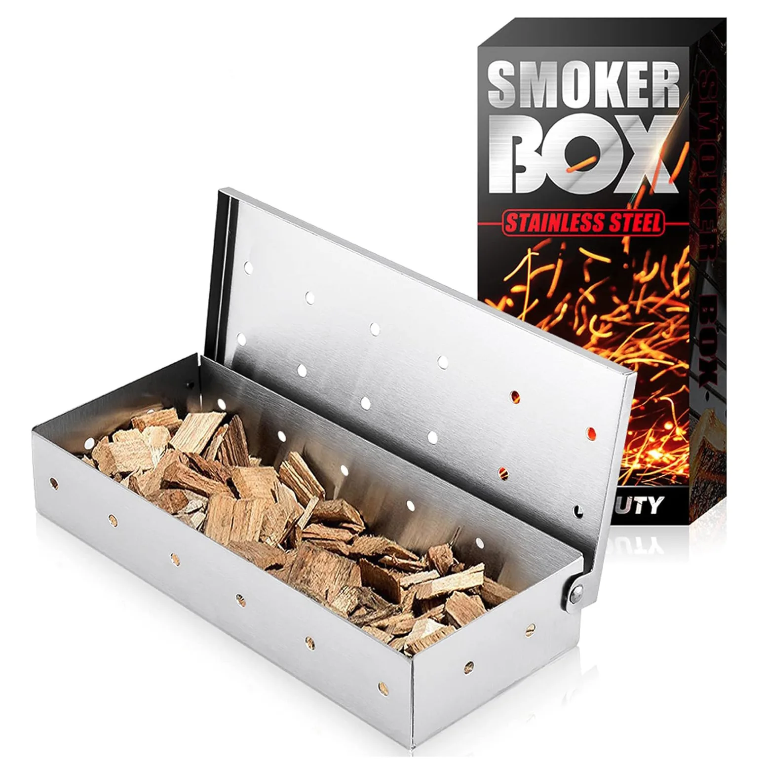 

Smoker Box BBQ Smoker Box Wood Chips For Indoor Outdoor Charcoal Gas Barbecue Grill Meat Infused Smoke Flavor Accessories